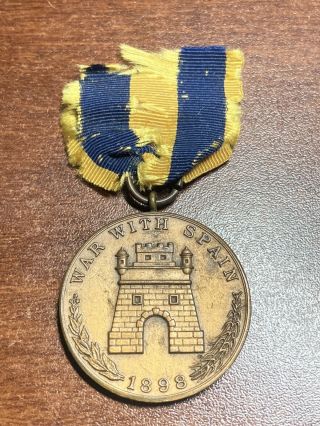 Us Army War With Spain Campaign Medal,  Rim Stamped " M.  No.  4464