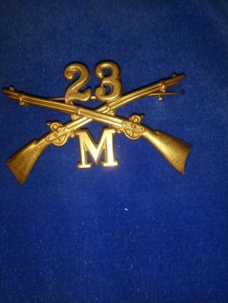 Us 23rd Infantry M Company Cross Rifles Cap Insignia Spanish American War Badge