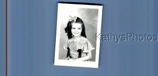 Found B&w Photo C,  6877 Portrait Of Little Girl Sitting In Dress