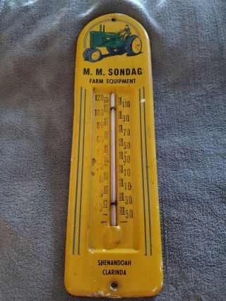 Old John Deere - M.  M.  Sondag - Farm Equipment Tractors Advertising Thermometer