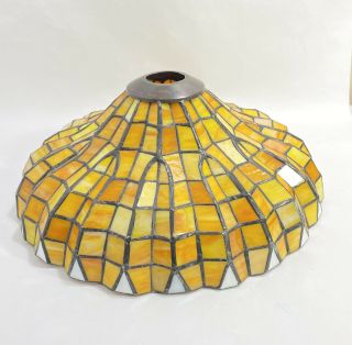 Tiffany Style Glass Lamp Shade White Orange Yellow Rare Not Signed