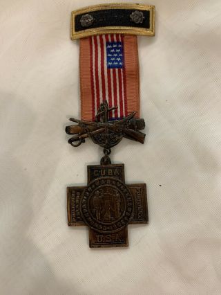 Spanish American War Veterans Ribbon And Medal