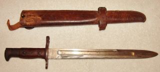 Span - Am War Us Army M1892 Krag Rifle Bayonet W/picket Pin Scabbard - Dated 1901