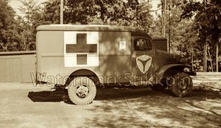 1940s Era Photo Negative Ambulance Medical Evac Truck Civil Defense Post War Ww2