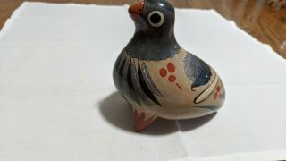 Vintage Mexican Folk Art Pottery Hand Painted Bird Quail Figurine Mexico