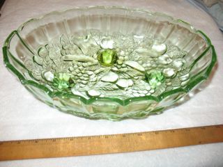 Vintage Indiana Glass Co.  Harvest Grape Carnival Glass Footed Fruit Bowl 12 "