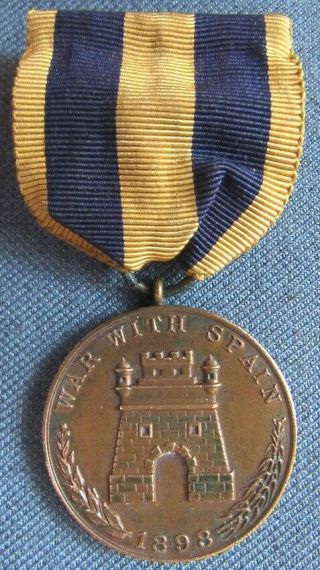 Us Army War With Spain Campaign Medal,  Rim Stamped " M.  No.  276 "