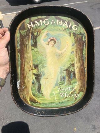 Early 1900’s Haig & Haig Ltd Scots Whiskey 16” Serving Tray Sign Distillery