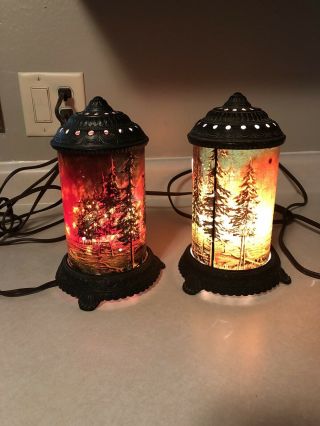 Vtg 1920’s/1930’s Scene - In - Action Corp.  “forest Fire” Motion Lamp