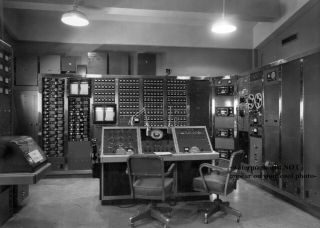 1957 Nevada Test Site Nuclear Bomb Photo Atomic Mission Control Room Consoles
