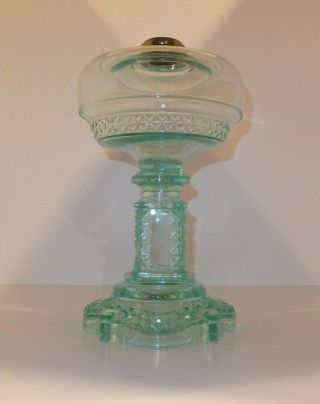 1880 - 1890 Aquarius Aqua Blue Green Table Oil Lamp
