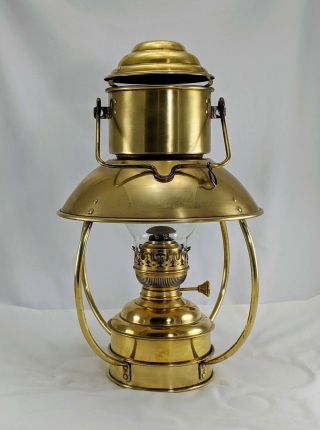 Vintage Den Haan Rotterdam Brass Oil Lamp,  Ideal Brenner 20,  Trawler,  Nautical