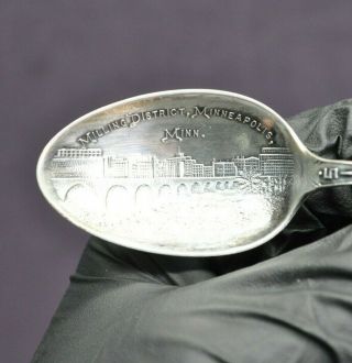 Antique Vtg Mill District Minneapolis Minnesota Sterling Silver Souvenir Spoon 2