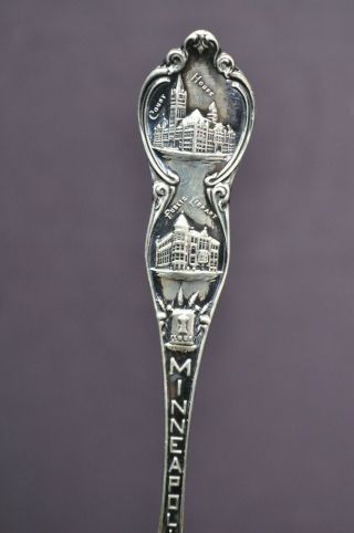 Antique Vtg Mill District Minneapolis Minnesota Sterling Silver Souvenir Spoon 3