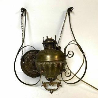 Victorian Bradley And Hubbard Hanging Oil Lamp For Part Or Use