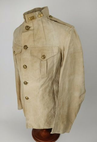 Spanish American War Era Us Army Signal Corps White / Tan 2 Pocket Linen Tunic
