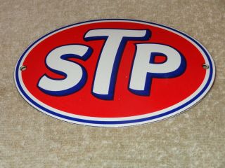Vintage " Stp Motor Oil & Aftermarket Products 5.  5 " Porcelain Metal Gasoline Sign