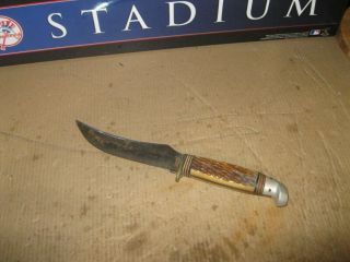 Vintage Craftsman Fixed Blade / Stag Handle Bowie / Hunting Knife Pat.  1967479