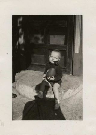 Vintage Photo Small Boy With Football & Cigar 1943