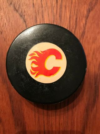 Vintage Viceroy Nhl Hockey Puck - Calgary Flames - Rubber Plastic Rare