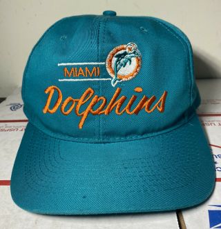 Vintage 90s Miami Dolphins Sports Specialties Script Snapback Hat Nfl Rare