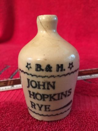 B&H John Hopkins Memphis Tennessee TN Rye Whiskey Stoneware Advertising Mini Jug 2