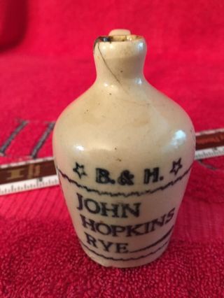 B&H John Hopkins Memphis Tennessee TN Rye Whiskey Stoneware Advertising Mini Jug 3