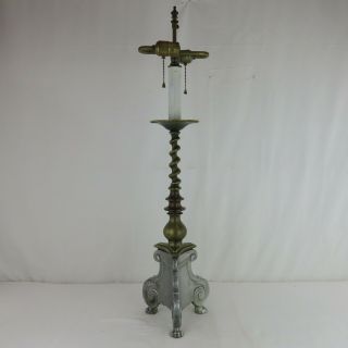 Dutch Baroque Style Brass Alter Candlestick Or Pricket Lamp Bases