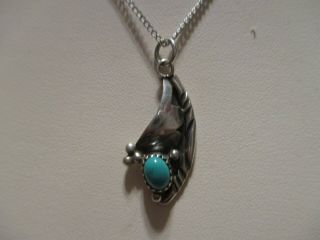 Vintage Sterling Silver Turquoise Signed " By " Native American Necklace