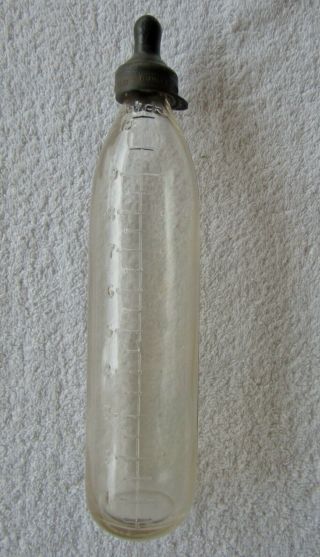 Antique Anti - Colic Glass 10 Oz.  Baby Bottle With Rubber Nipple Vintage Decor