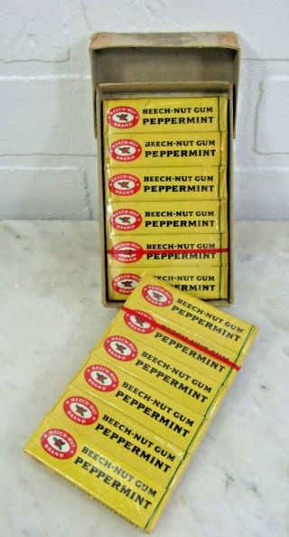 Vtg Beech - Nut Peppermint Chewing Gum 12 Pack W/5 Sticks Each Nos
