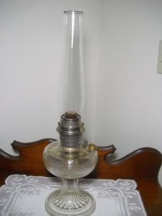 Aladdin Nu Type Model B Clear Beehive Oil Lamp W/ Burner & Chimney Circa 1930 