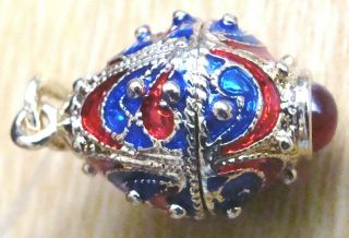 Russian blue gold red color hand made mini egg enameled old style pendant 5131 2
