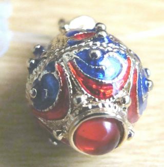 Russian blue gold red color hand made mini egg enameled old style pendant 5131 3