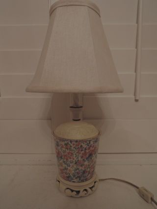 Vintage Chintz Table Lamp Base Brexton W/shade 40 Watt Pink Roses Bedside