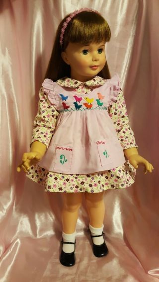 Vintage Dress And Pinafore For Ideal Patti Playpal 4 Pc Fits 32/35 " Doll No Doll