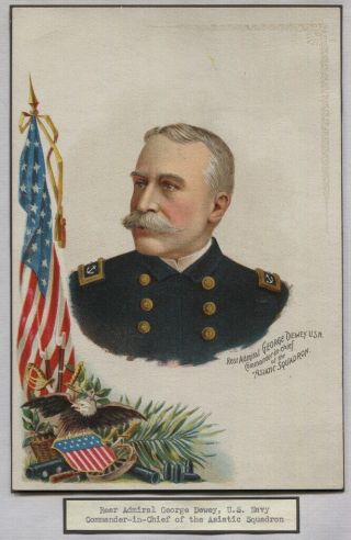 Admiral George Dewey 9 " X6 " Portrait / Eagle / Flag In Color On Thick Card