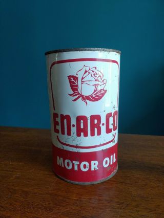 Enarco Motor Oil Can Rose Red One Imperial Quart