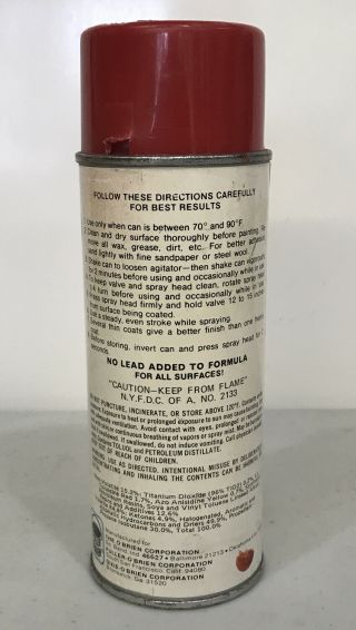 Vintage Fuller O’brien Spray Paint Can Fire Cracker Read With Paper Label 3