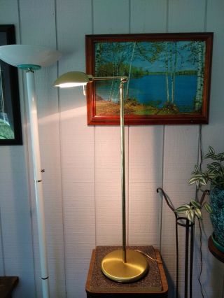 Vintage Mid Century Modern Holtkotter Leuchten Brass Swing Arm Floor Lamp