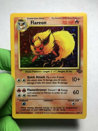 Flareon 3/64 Jungle Set Holo Rare Pokemon Card Pack Fresh Near Vintage