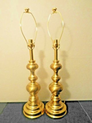 Lamps A Pair Stiffel 31 " H 3 - Way Fancy Ornate Brass Metal Table Lamps