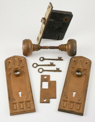 Vintage / Antique Sargent Mortise Door Lock Plate Key Knob Hardware