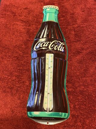 Vintage Coca Cola Bottle Thermometer Sign Tin / Robertson