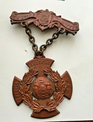 Jersey Spanish American War Veterans Medal Bronze 1898