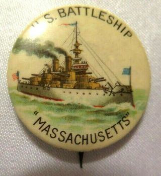 1898 Spanish American War U.  S.  Battleship Massachusetts Pinback Whitehead Hoag