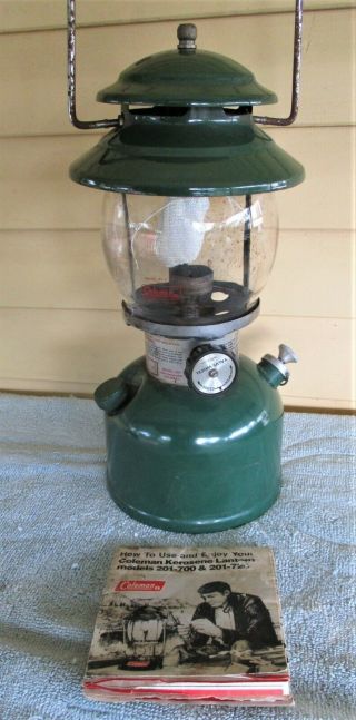 Coleman 201 Pressure Lamp Camping Lantern - Made In Wichita Usa,  Glass