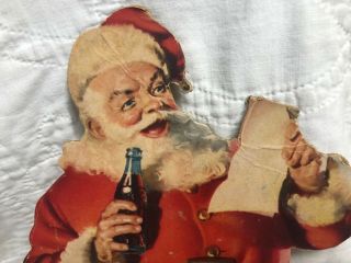 1945 Coca Cola cardboard Santa Stand Up easel back 14” tall 2