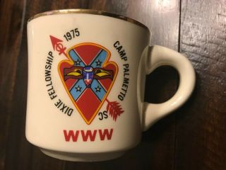 Vintage Boy Scout Bsa Coffee Cup Mug 1975 Dixie Fellowship Camp Palmetto