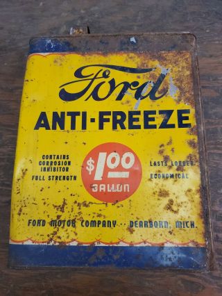Ford Anti - Freeze Can Bucket Gas Oil Vintage Collectable